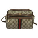 GUCCI GG Supreme Web Sherry Line Bag PVC Beige Gold 56 02 004 Auth bs27890-13