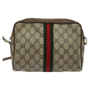 GUCCI GG Supreme Web Sherry Line Bag PVC Beige Gold 56 02 004 Auth bs27890-2