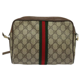 GUCCI GG Supreme Web Sherry Line Bag PVC Beige Gold 56 02 004 Auth bs27890 - 0