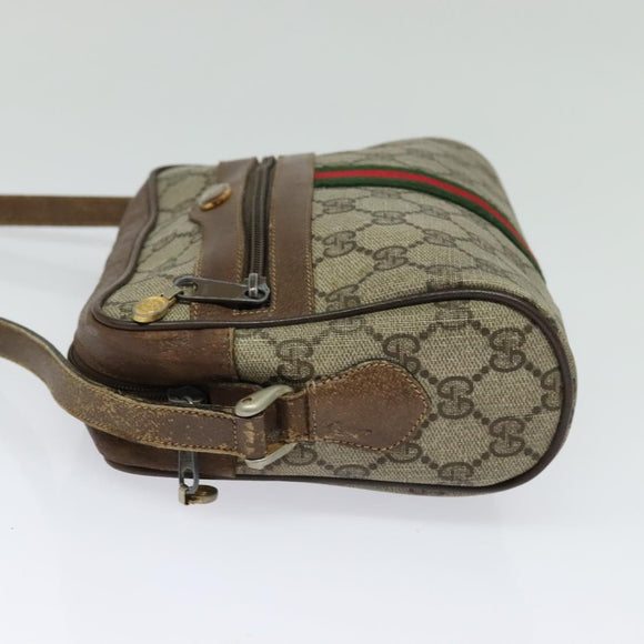 GUCCI GG Supreme Web Sherry Line Bag PVC Beige Gold 56 02 004 Auth bs27890