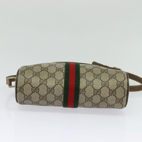 GUCCI GG Supreme Web Sherry Line Bag PVC Beige Gold 56 02 004 Auth bs27890