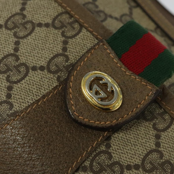 GUCCI GG Supreme Web Sherry Line Bag PVC Beige Gold 89 02 032 Auth bs27894