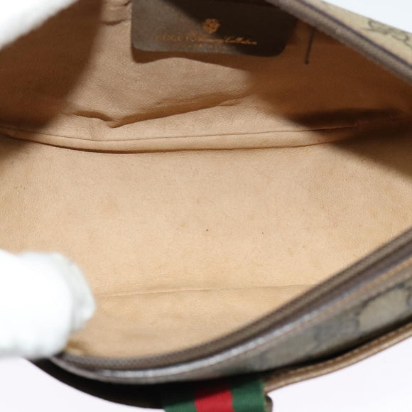 GUCCI GG Supreme Web Sherry Line Bag PVC Beige Gold 89 02 032 Auth bs27894