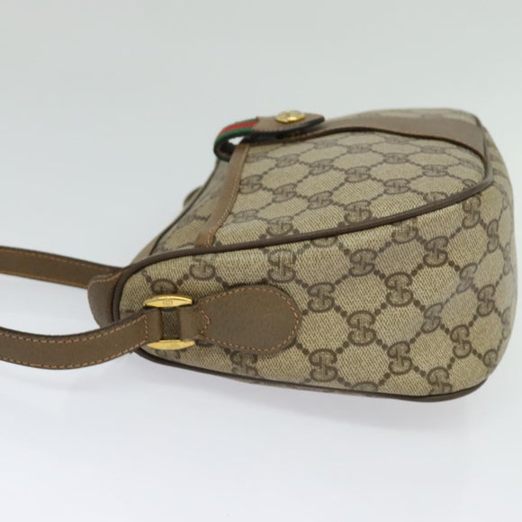 GUCCI GG Supreme Web Sherry Line Bag PVC Beige Gold 89 02 032 Auth bs27894