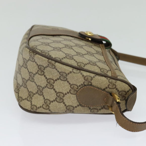 GUCCI GG Supreme Web Sherry Line Bag PVC Beige Gold 89 02 032 Auth bs27894