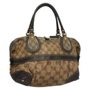 GUCCI GG Crystal Hand Bag Coated Canvas Beige Gold 223962 Auth bs27902-1
