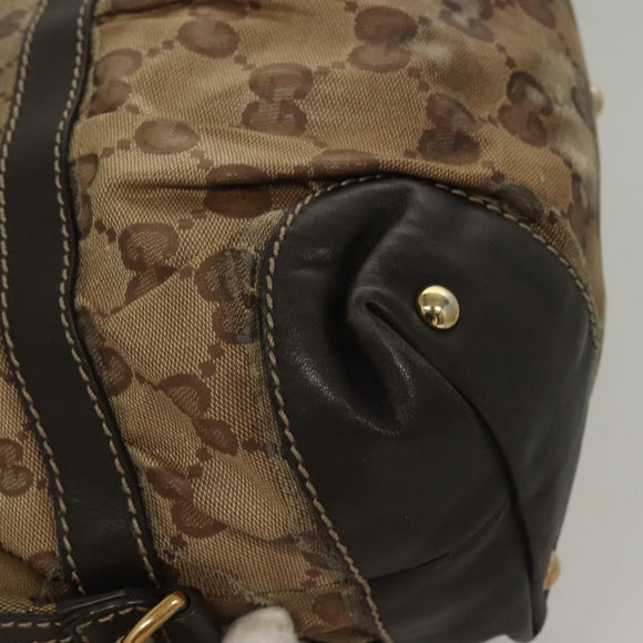 GUCCI GG Crystal Hand Bag Coated Canvas Beige Gold 223962 Auth bs27902