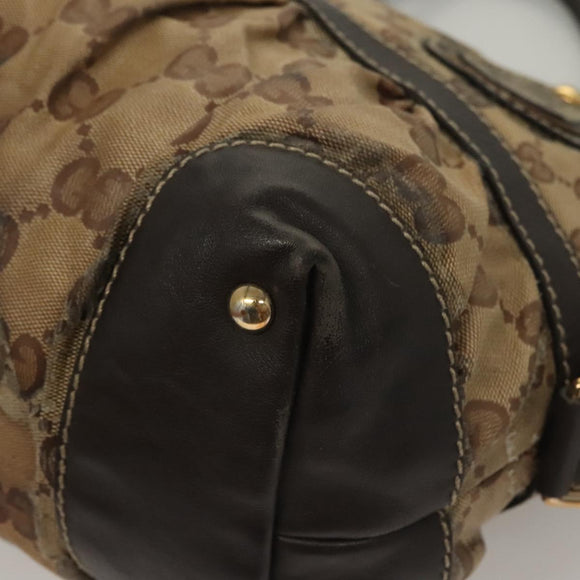 GUCCI GG Crystal Hand Bag Coated Canvas Beige Gold 223962 Auth bs27902