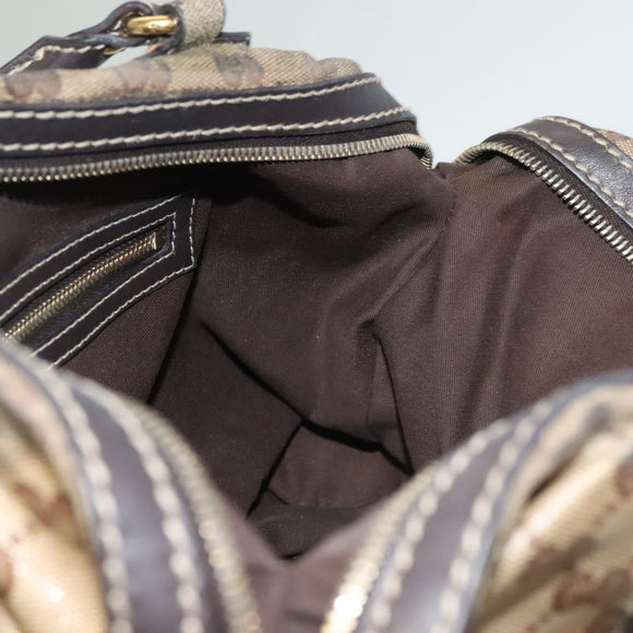 GUCCI GG Crystal Hand Bag Coated Canvas Beige Gold 223962 Auth bs27902