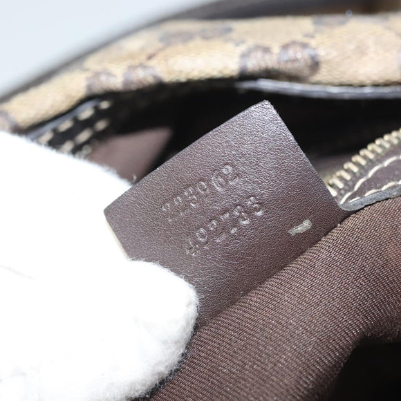 GUCCI GG Crystal Hand Bag Coated Canvas Beige Gold 223962 Auth bs27902