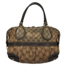 GUCCI GG Crystal Hand Bag Coated Canvas Beige Gold 223962 Auth bs27902-3