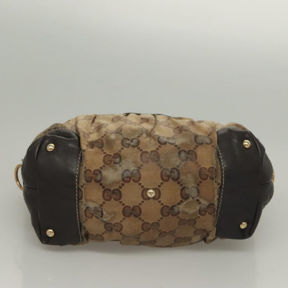 GUCCI GG Crystal Hand Bag Coated Canvas Beige Gold 223962 Auth bs27902