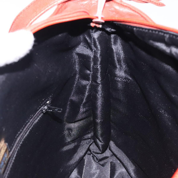 LOEWE Shoulder Bag Leather Red Gold Auth bs27909