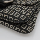 FENDI Zucchino Canvas Shoulder Bag Black Silver Auth bs27912-9
