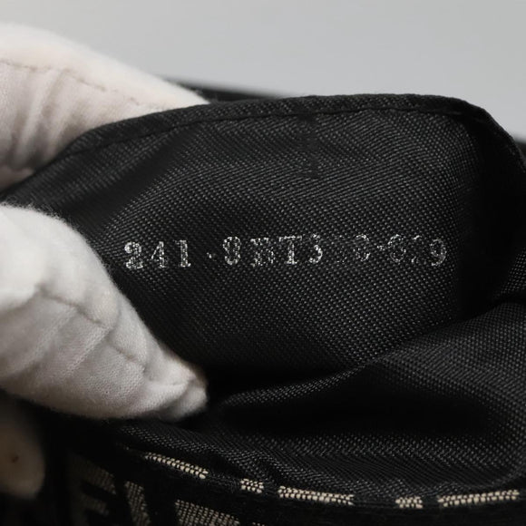 FENDI Zucchino Canvas Shoulder Bag Black Silver Auth bs27912