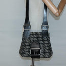 FENDI Zucchino Canvas Shoulder Bag Black Silver Auth bs27912-21