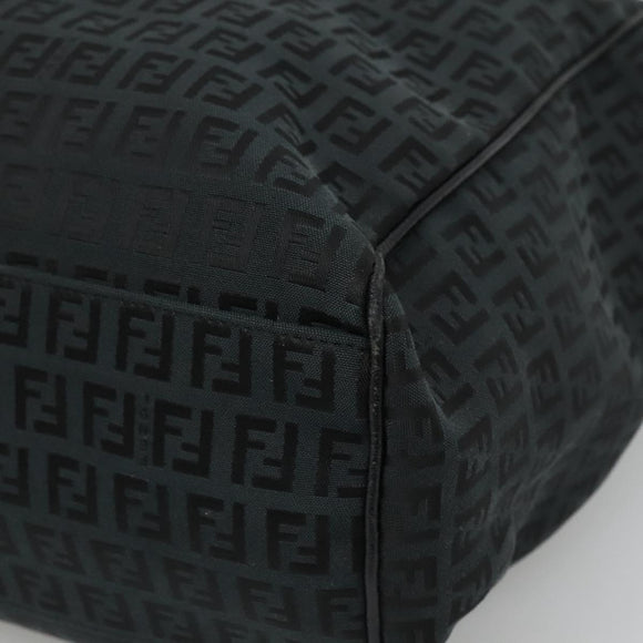 FENDI Zucchino Canvas Tote Bag Black Silver Auth bs27913