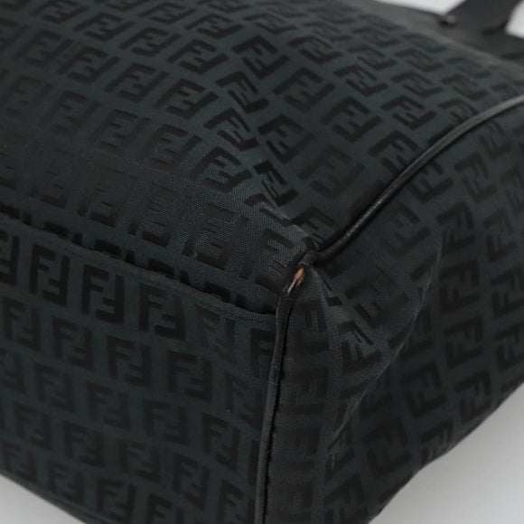 FENDI Zucchino Canvas Tote Bag Black Silver Auth bs27913