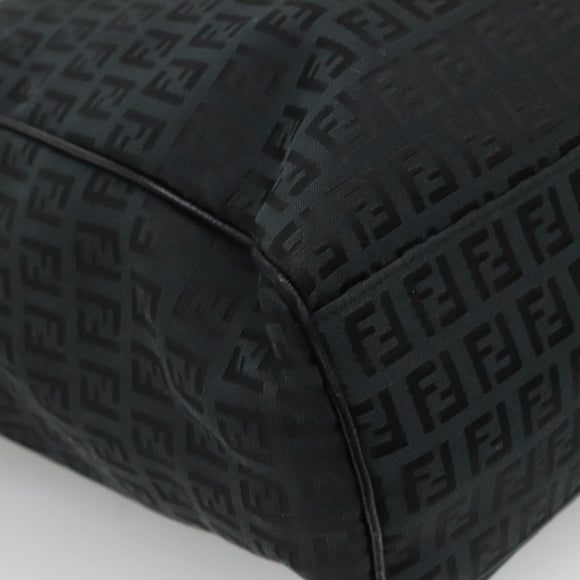 FENDI Zucchino Canvas Tote Bag Black Silver Auth bs27913