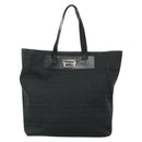 FENDI Zucchino Canvas Tote Bag Black Silver Auth bs27913-13