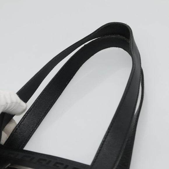 FENDI Zucchino Canvas Tote Bag Black Silver Auth bs27913