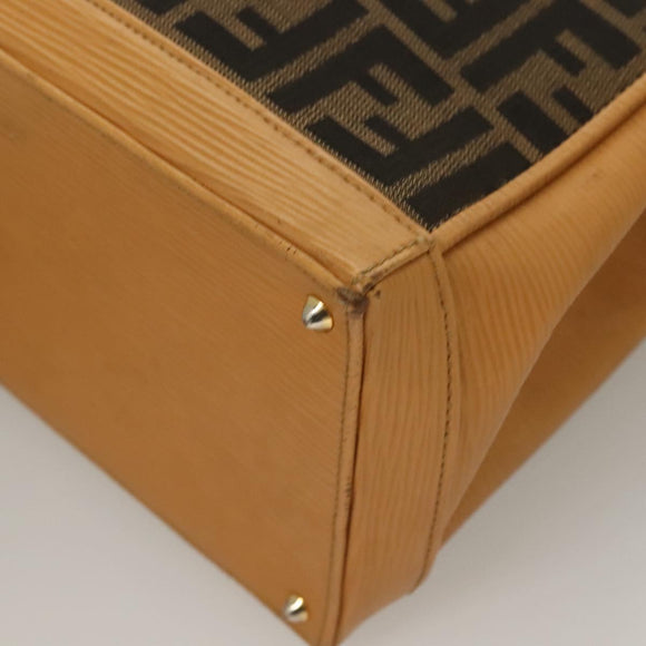 FENDI Zucca Canvas Hand Bag 2way Brown Black Auth bs27918