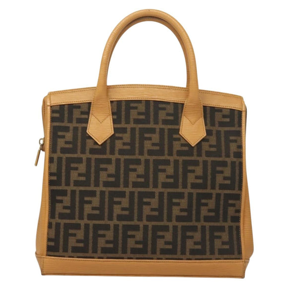 FENDI Zucca Canvas Hand Bag 2way Brown Black Auth bs27918