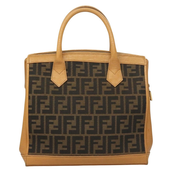 FENDI Zucca Canvas Hand Bag 2way Brown Black Auth bs27918