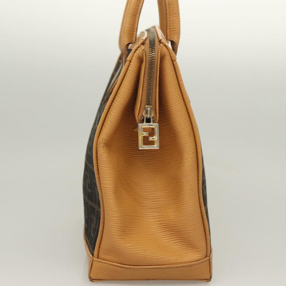 FENDI Zucca Canvas Hand Bag 2way Brown Black Auth bs27918