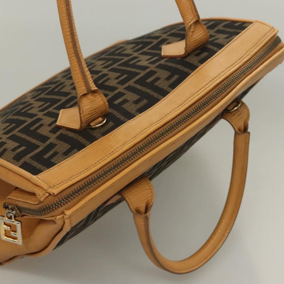 FENDI Zucca Canvas Hand Bag 2way Brown Black Auth bs27918