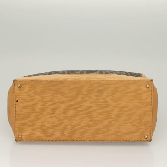 FENDI Zucca Canvas Hand Bag 2way Brown Black Auth bs27918