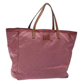 GUCCI GG Canvas Tote Bag Nylon Pink Silver 282439 Auth bs27919