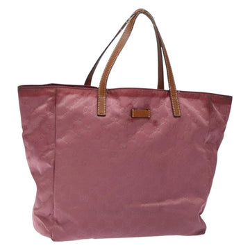 GUCCI GG Canvas Tote Bag Nylon Pink Silver 282439 Auth bs27919