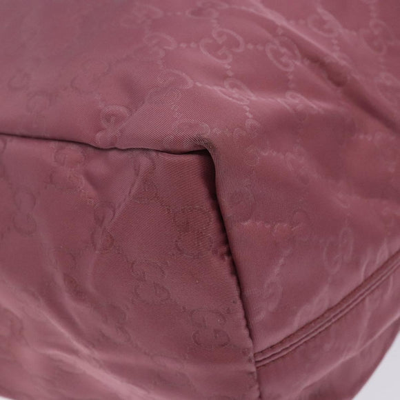 GUCCI GG Canvas Tote Bag Nylon Pink Silver 282439 Auth bs27919