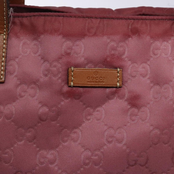 GUCCI GG Canvas Tote Bag Nylon Pink Silver 282439 Auth bs27919