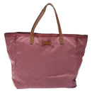 GUCCI GG Canvas Tote Bag Nylon Pink Silver 282439 Auth bs27919-13