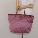 GUCCI GG Canvas Tote Bag Nylon Pink Silver 282439 Auth bs27919-21