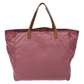 GUCCI GG Canvas Tote Bag Nylon Pink Silver 282439 Auth bs27919 - 0