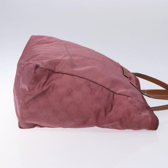 GUCCI GG Canvas Tote Bag Nylon Pink Silver 282439 Auth bs27919