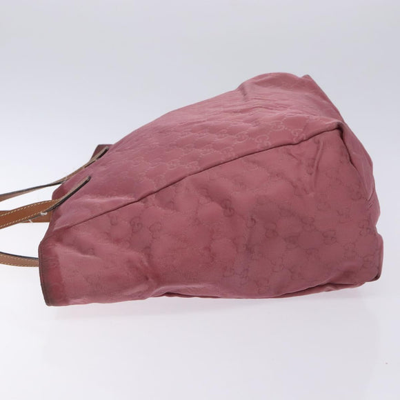GUCCI GG Canvas Tote Bag Nylon Pink Silver 282439 Auth bs27919