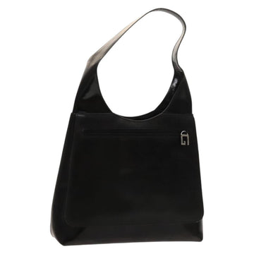 GUCCI Shoulder Bag Enamel Black Silver 002 1705 0424 Auth bs27922