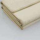 CHANEL Bifold Wallet Leather White Gold CC Auth bs27934-16