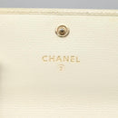 CHANEL Bifold Wallet Leather White Gold CC Auth bs27934-17