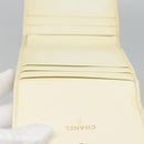 CHANEL Bifold Wallet Leather White Gold CC Auth bs27934-9