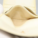 CHANEL Bifold Wallet Leather White Gold CC Auth bs27934-18