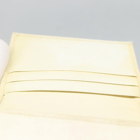 CHANEL Bifold Wallet Leather White Gold CC Auth bs27934