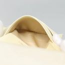 CHANEL Bifold Wallet Leather White Gold CC Auth bs27934-20