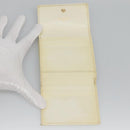 CHANEL Bifold Wallet Leather White Gold CC Auth bs27934-8