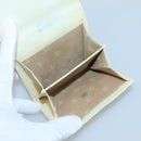 CHANEL Bifold Wallet Leather White Gold CC Auth bs27934-10