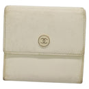 CHANEL Bifold Wallet Leather White Gold CC Auth bs27934-13